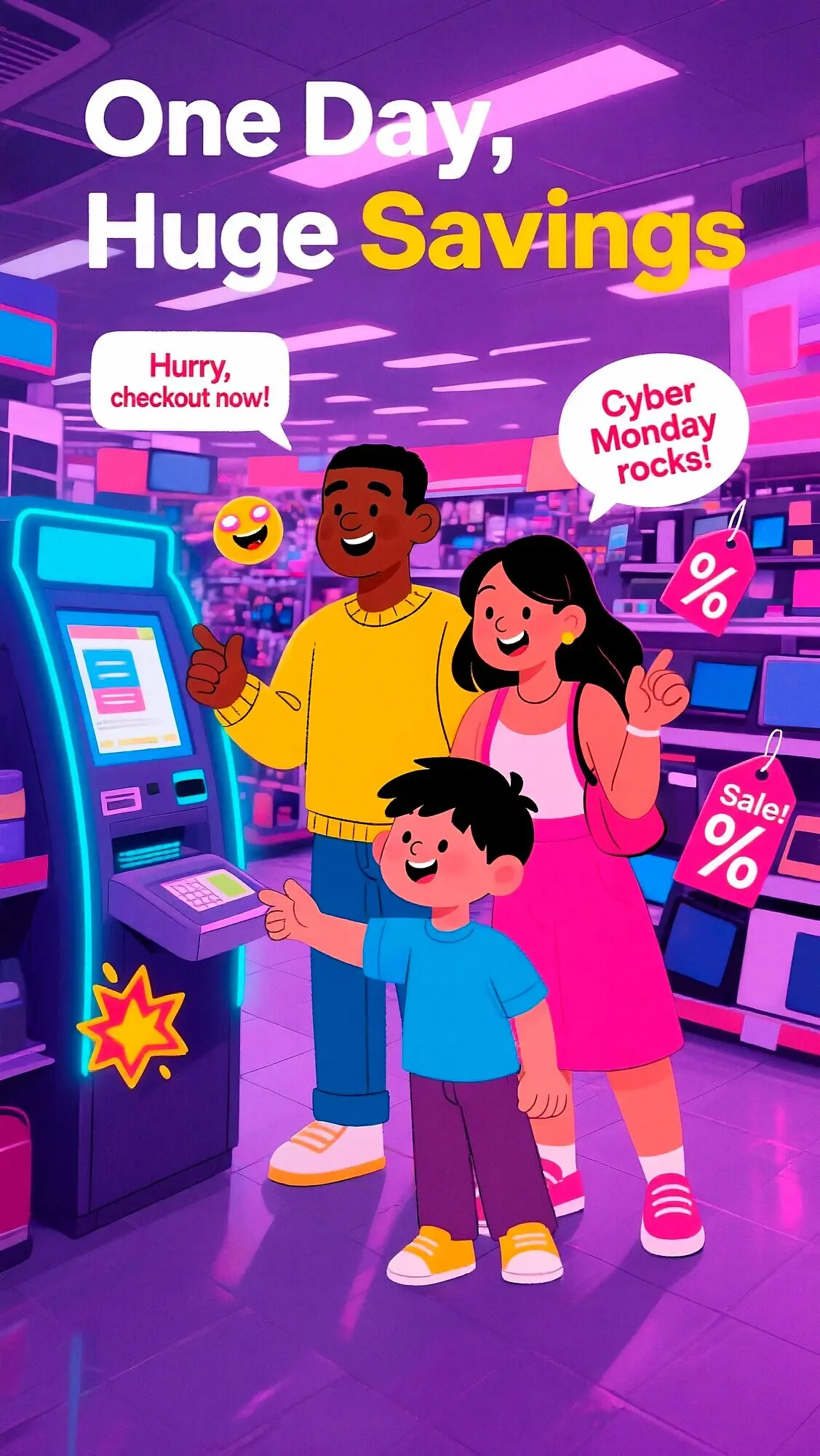 Familieneinkauf beim Cyber-Monday-Sale